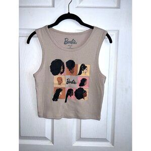 BARBIE Womens Graphic Shades of Barbie Ribbed Cropped Tank Top Sz M